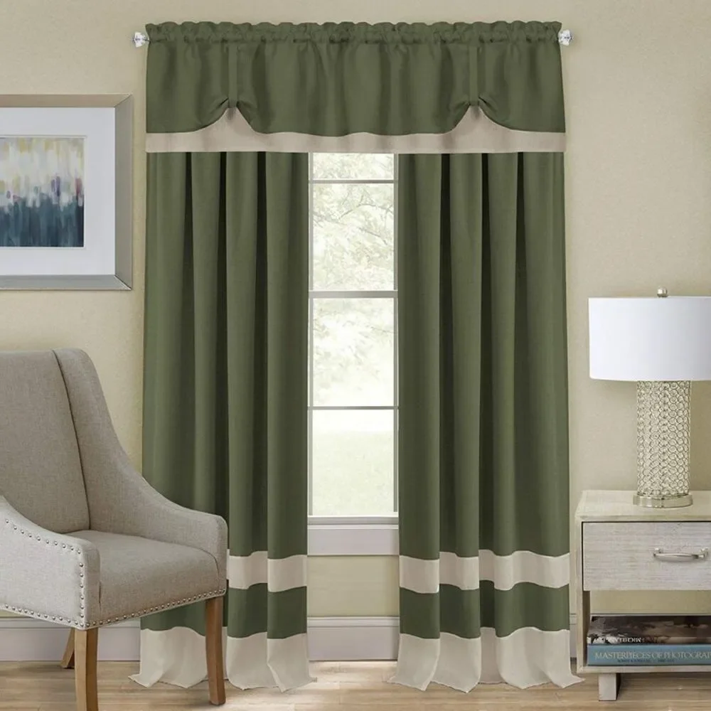Woven Trends Two-Tone Window Curtain Panels, Rod- Pocket Room Darkening